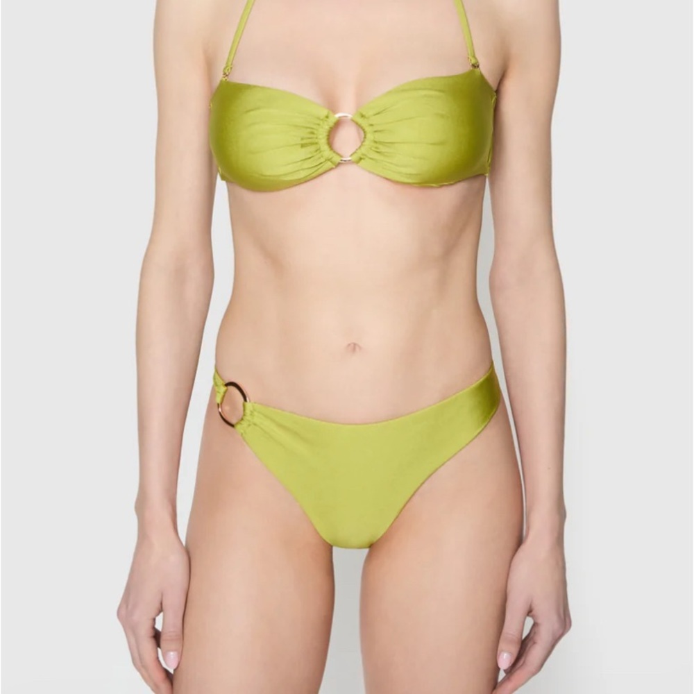 NWT Rebecca Minkoff Lime Green Ring-Accent Bikini Set Size L